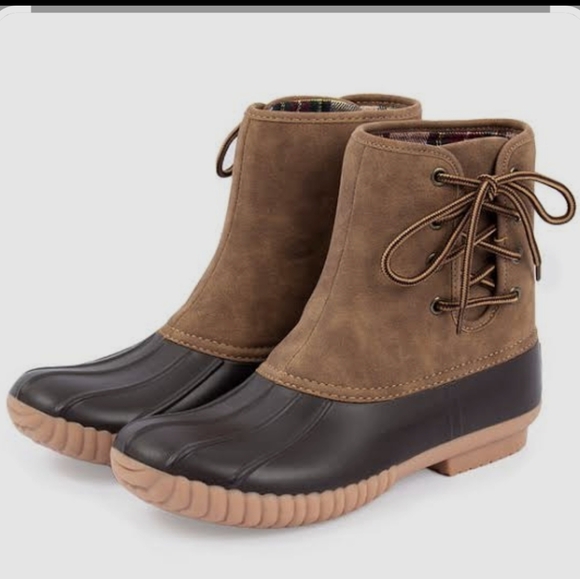 ​Marleylilly Tan and Brown Plaid Lined Duck Boots Size 6 - Picture 14 of 14